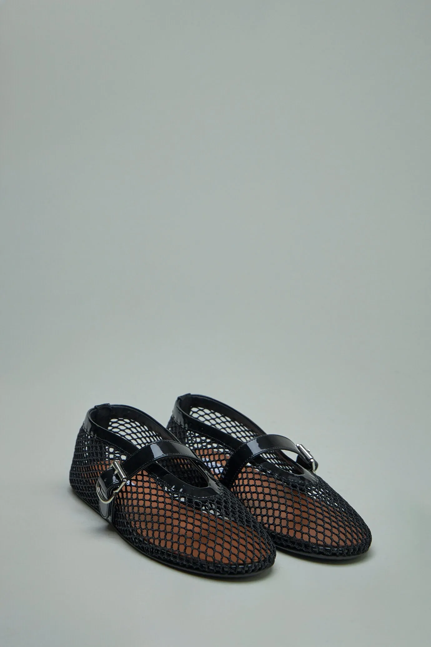 Ballerina Strap Fishnet Patent Calfskin