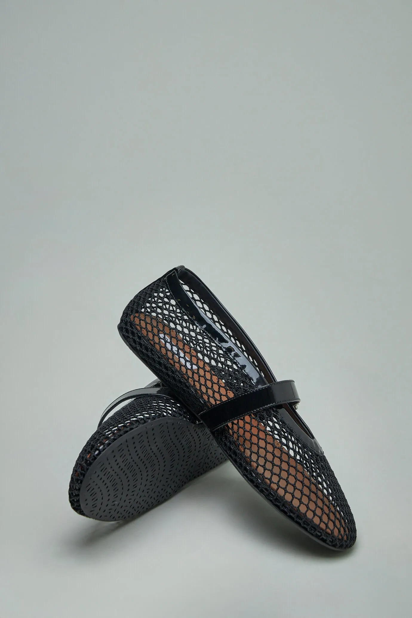 Ballerina Strap Fishnet Patent Calfskin