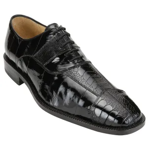 Belvedere Men's Oxfords Black Ostrich & Eel Shoes