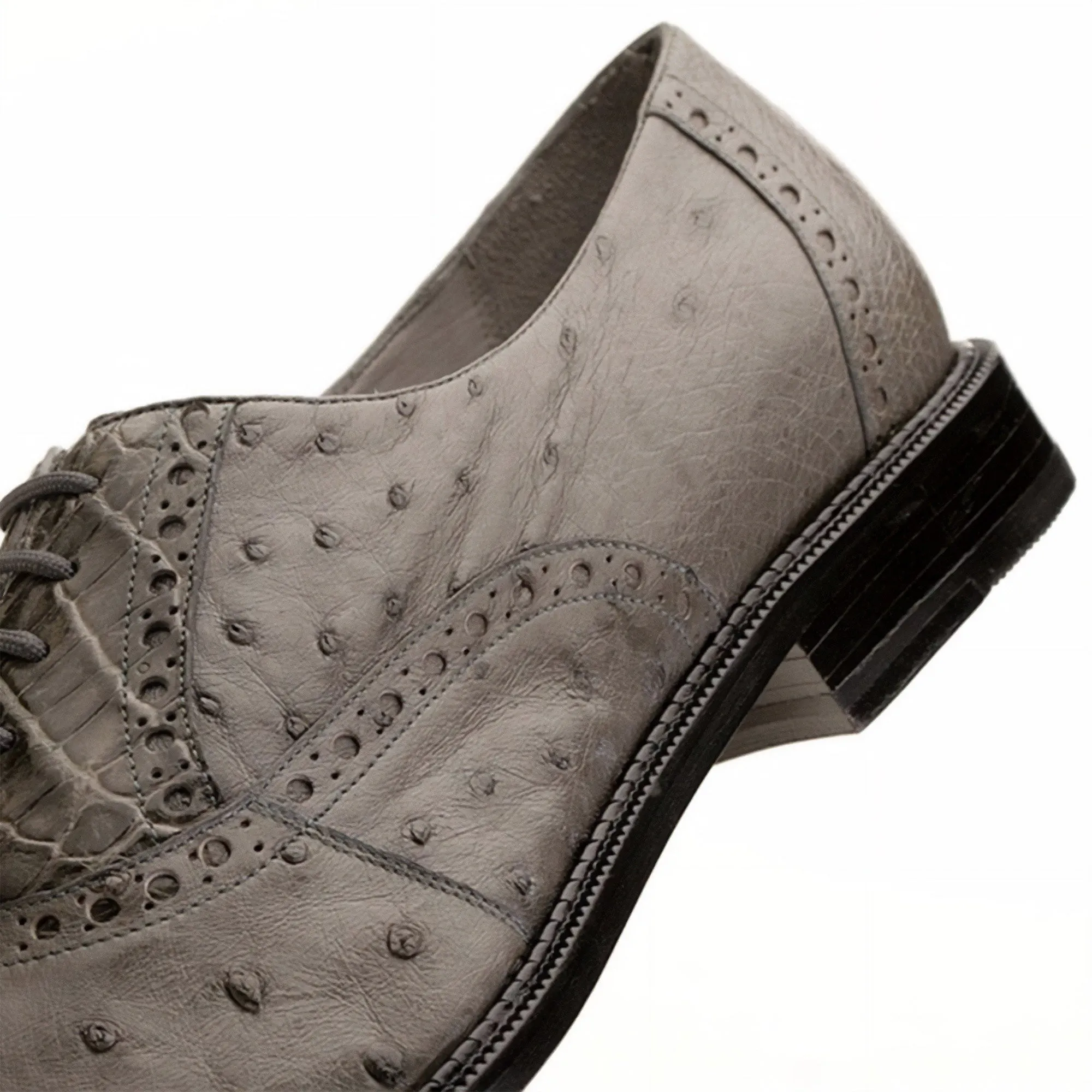 Belvedere Onesto II in Gray Genuine Ostrich & Crocodile Oxfords