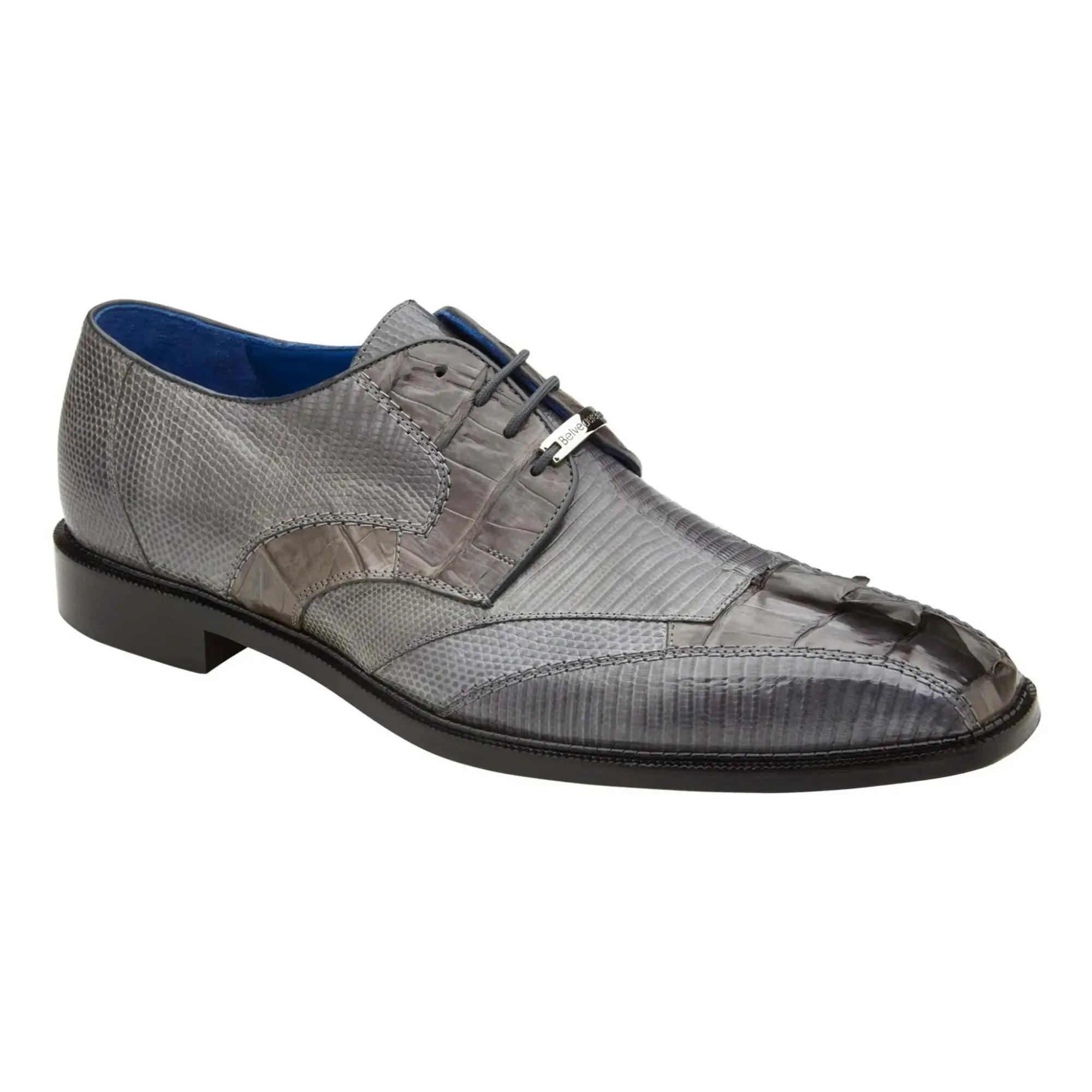 Belvedere Valter in Grey Genuine Caiman Croc & Lizard Oxfords