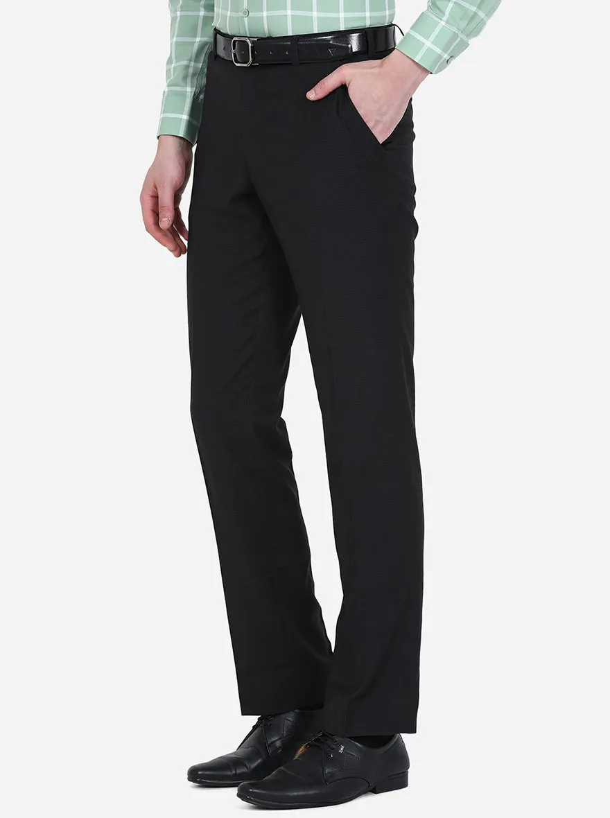 Black Checked Classic Fit Formal Trouser | JadeBlue