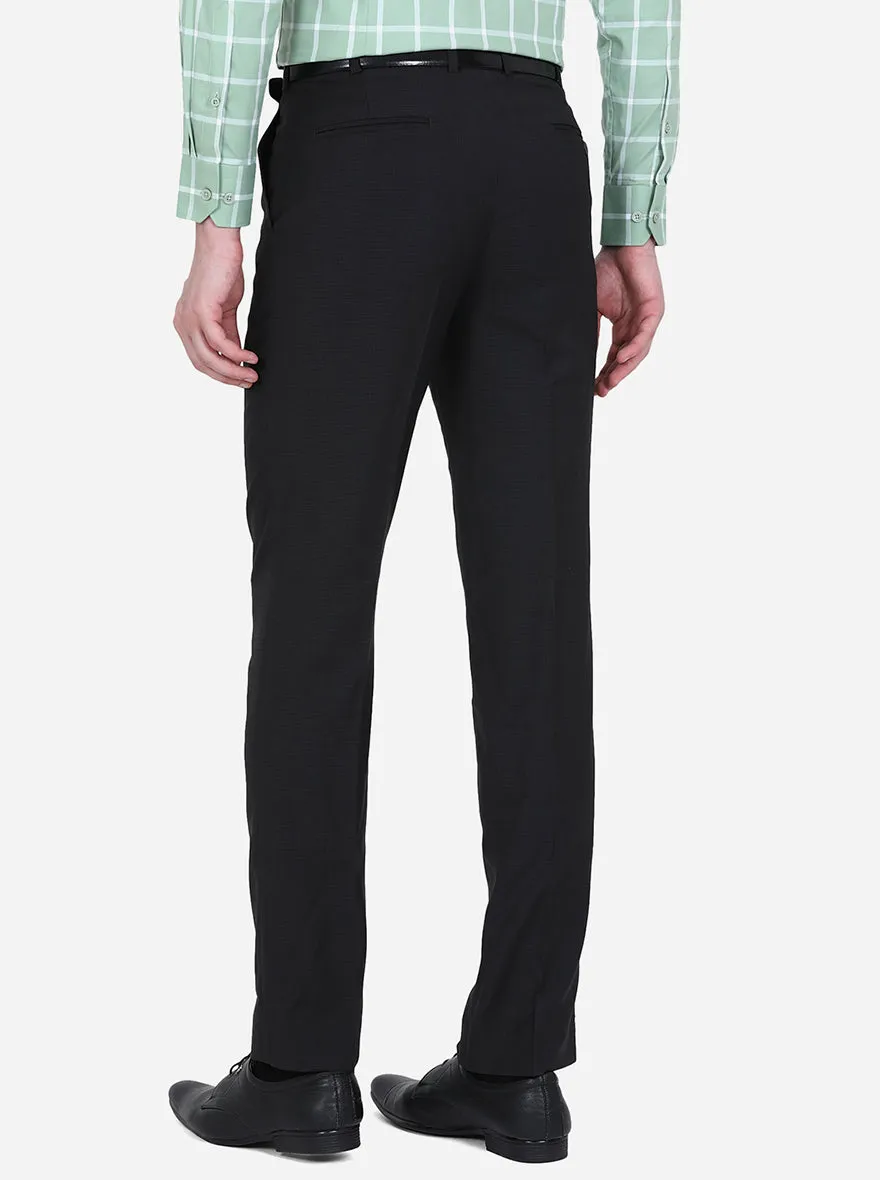 Black Checked Classic Fit Formal Trouser | JadeBlue