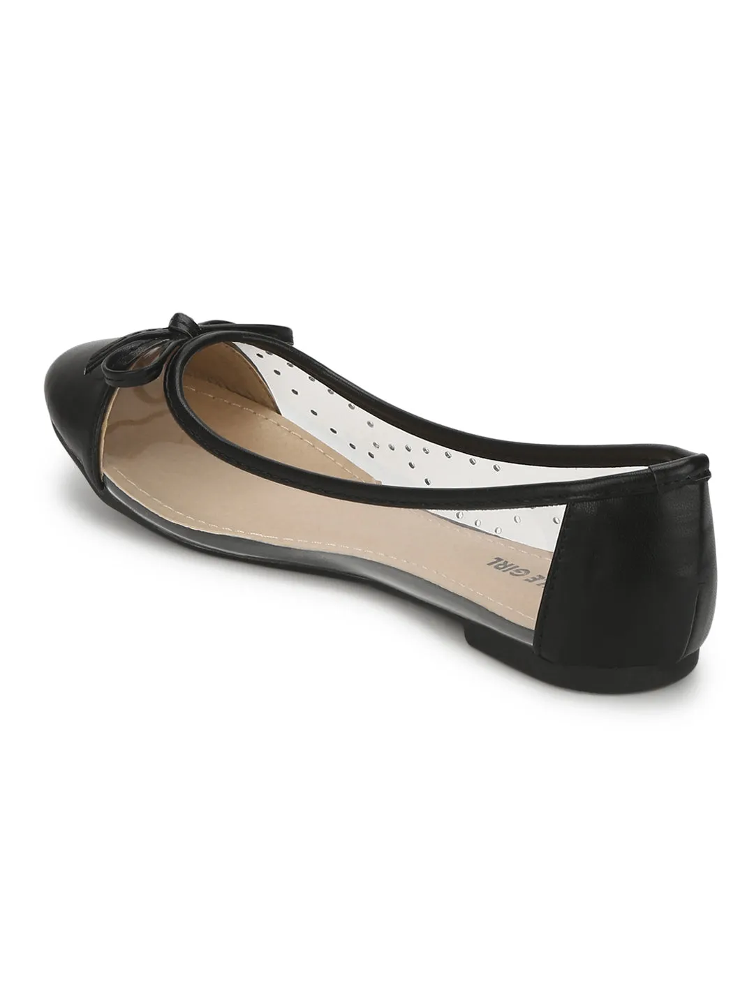 Black PU Perspex Clear Belly Flats