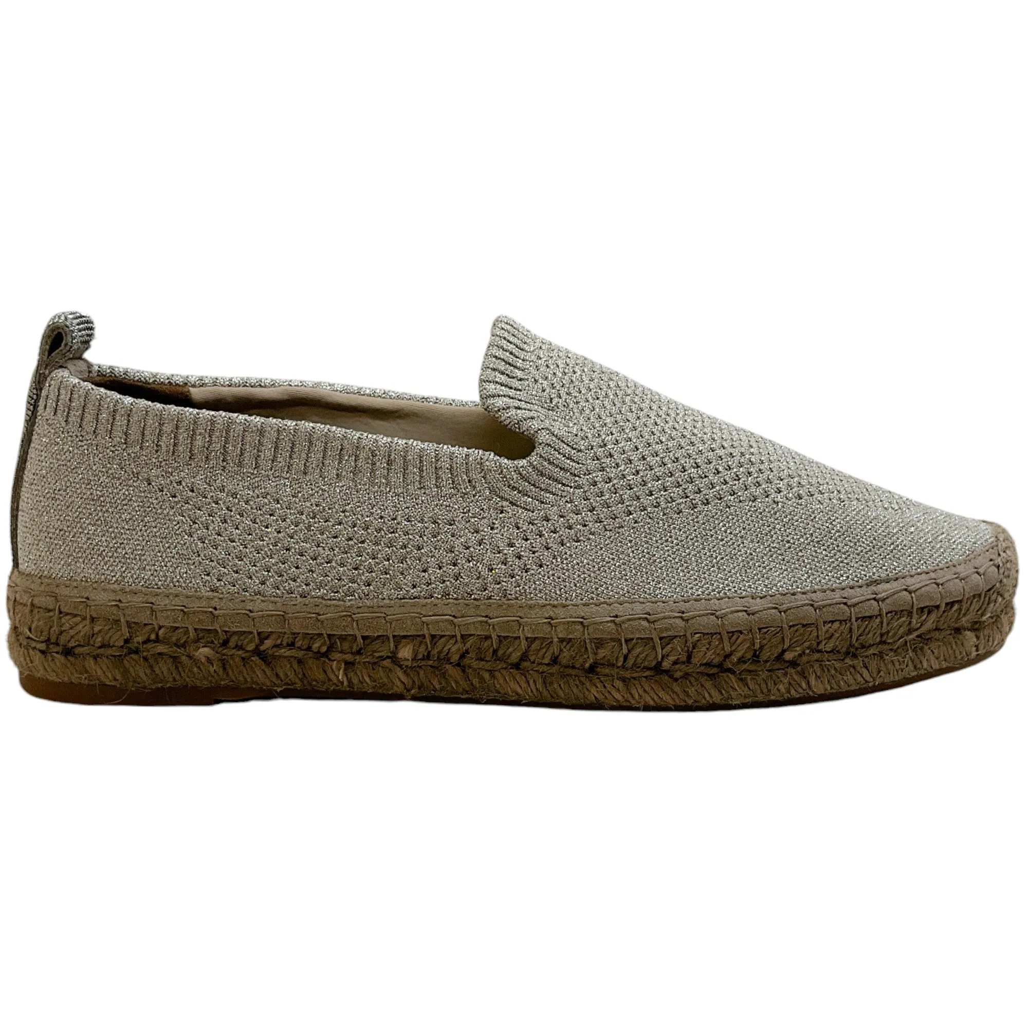 Brunello Cucinelli Silver Knit Espadrilles with Monili