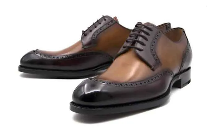 Burnished Calfskin "Colin" Lace-Up Oxford Brown/Camel