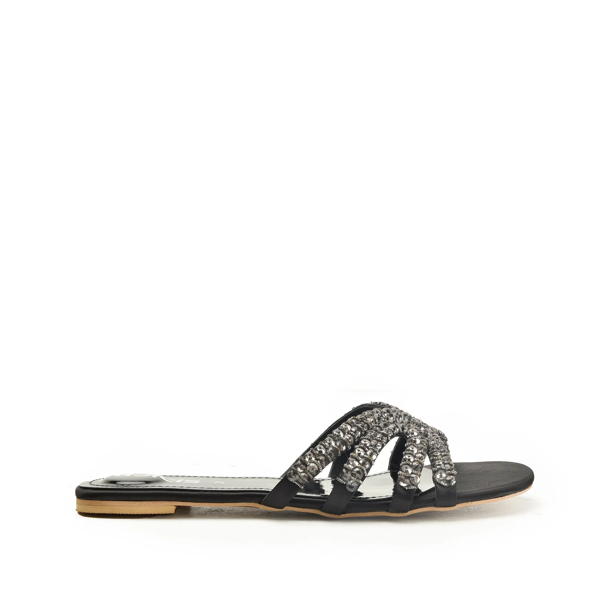 Chic Black Embellished Flats | 585J-C