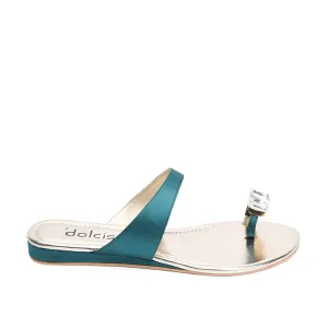 Chic Teal Toe-Ring Slippers | 796Q-K