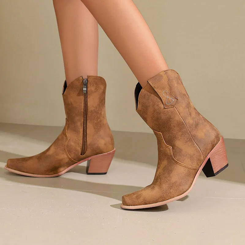 Cowboy Boots for Women Cowgirl Pointed Toe Western Short Boots