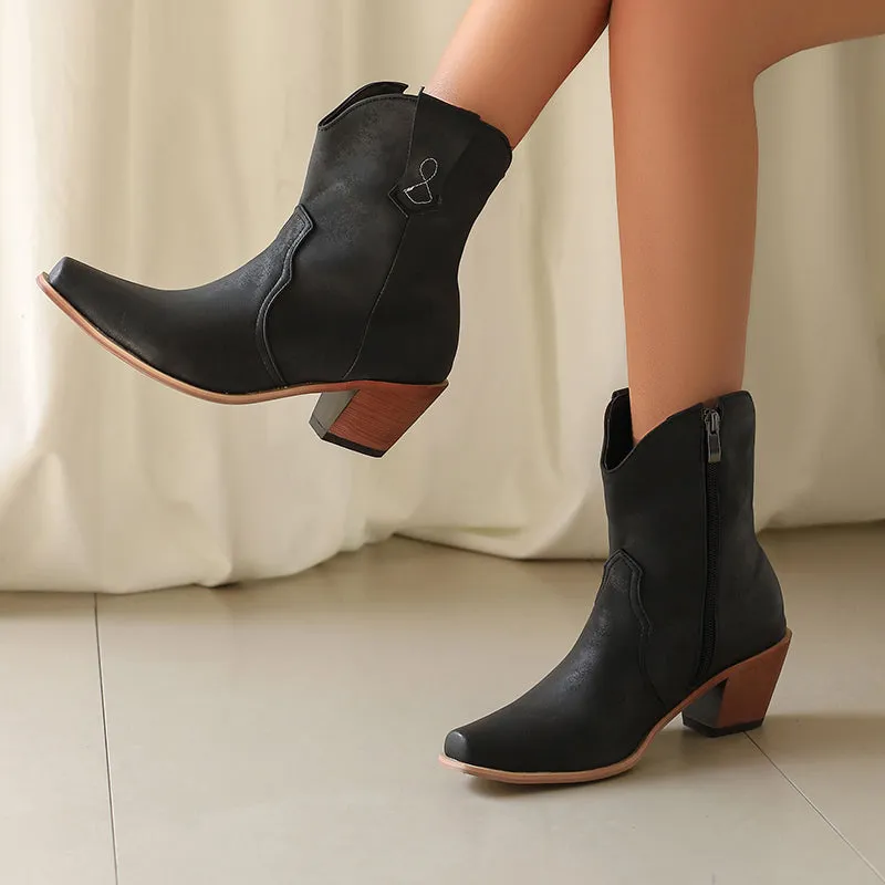 Cowboy Boots for Women Cowgirl Pointed Toe Western Short Boots