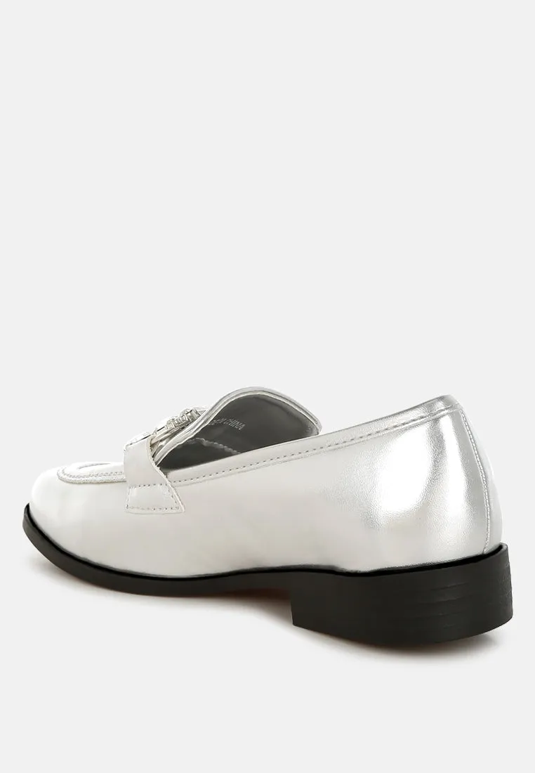 Dendron Diamante Horsebit Metallic Loafers