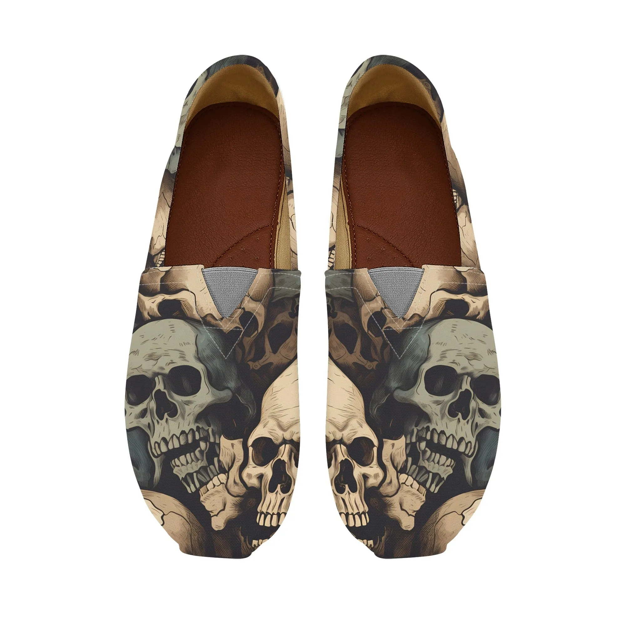 Gray Skulls Stylish Slip-Ons for Mens Casual Comfort