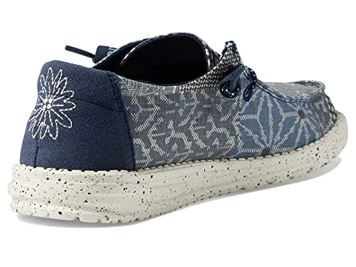 Hey Dude Women's Wendy Chambray Geo Coneflower Size 5 | Women’s Shoes | Women’s Lace Up Loafers | Comfortable & Light-Weight