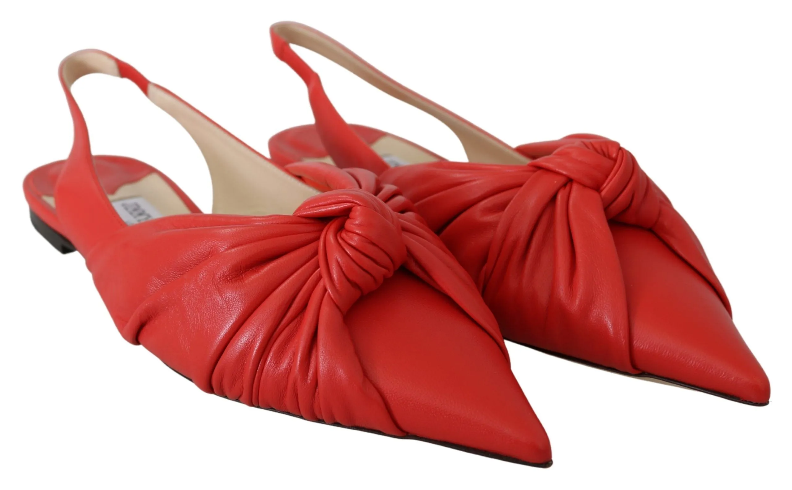 Jimmy Choo Chic Red Pointed Toe Leather Flats