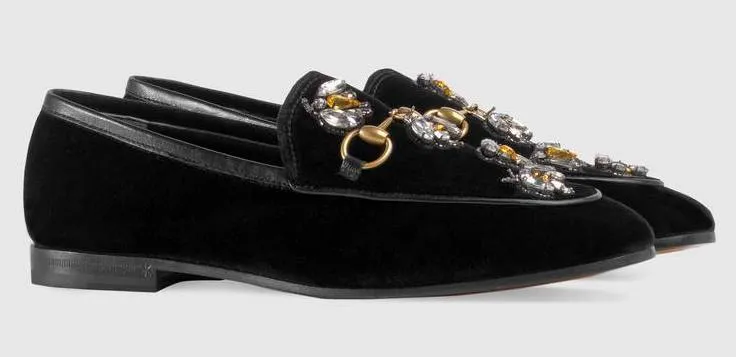 'Jordaan' Velvet Loafers with Crystal Bees