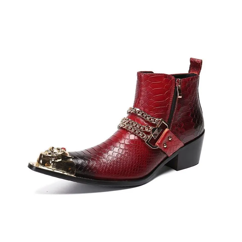 LeatherLux Exotic Ankle Boots