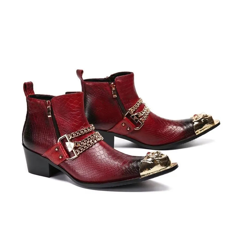 LeatherLux Exotic Ankle Boots