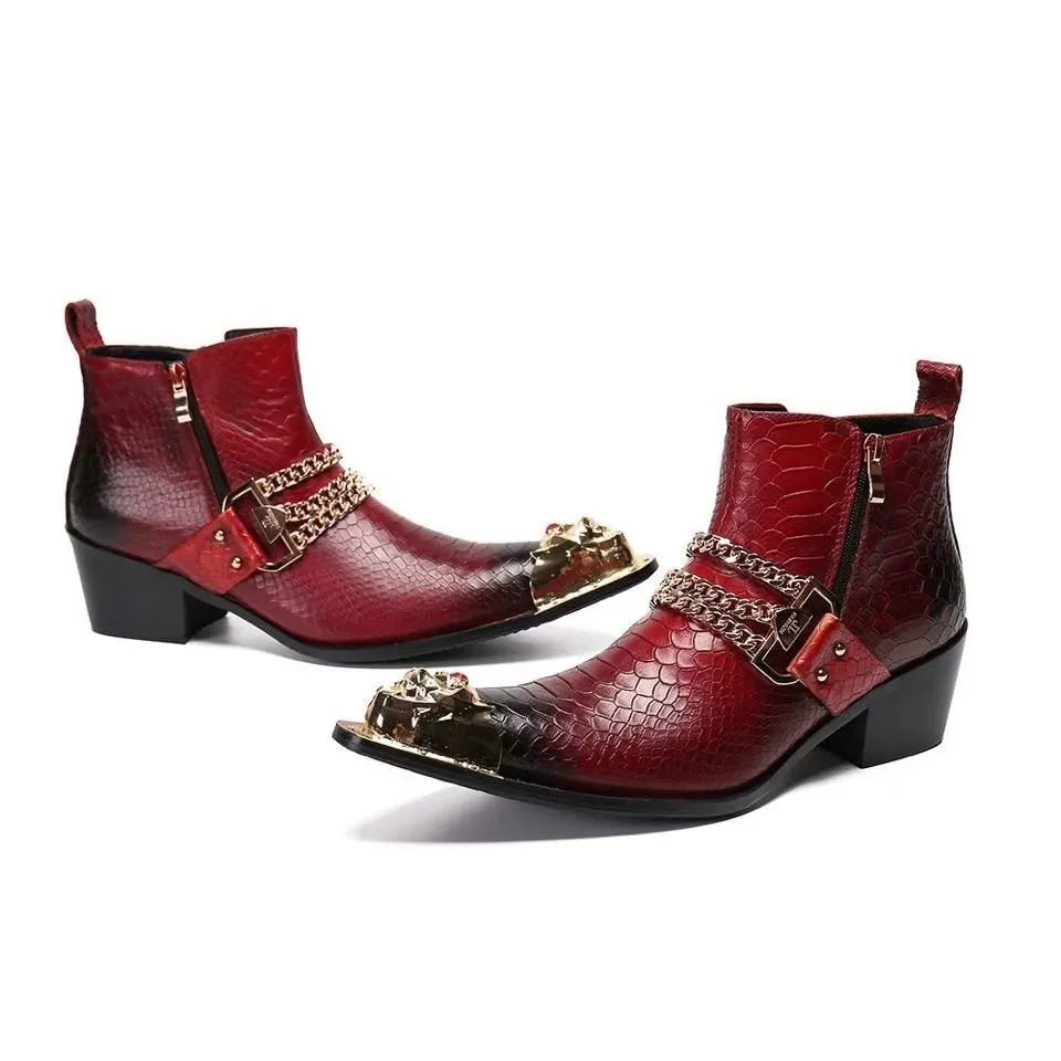 LeatherLux Exotic Ankle Boots