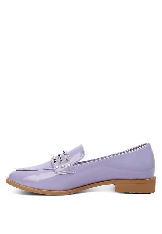 Lilac Meanbabe Semicasual Stud Detail Patent Loafers