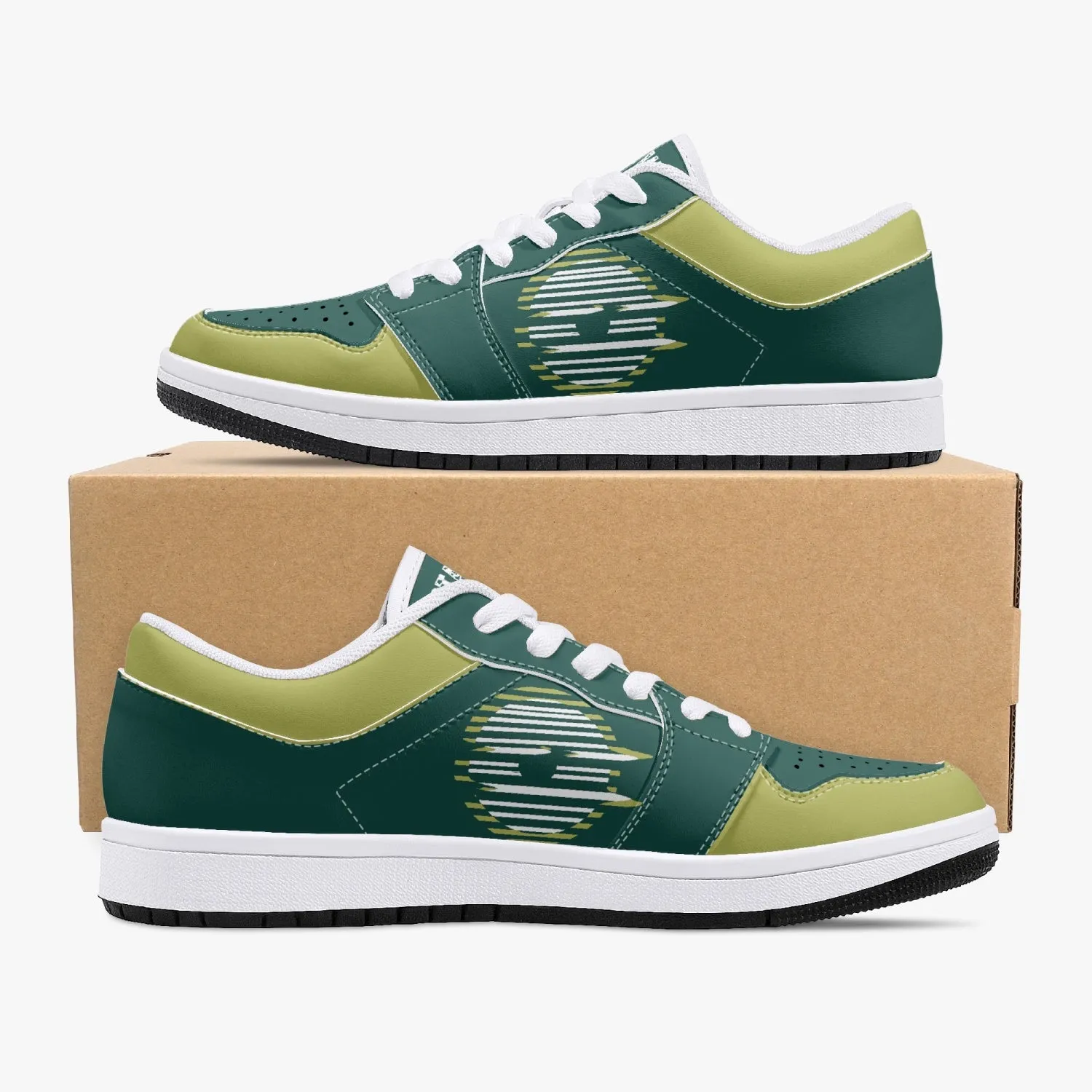 Low-Top Leather Sneakers Olive color