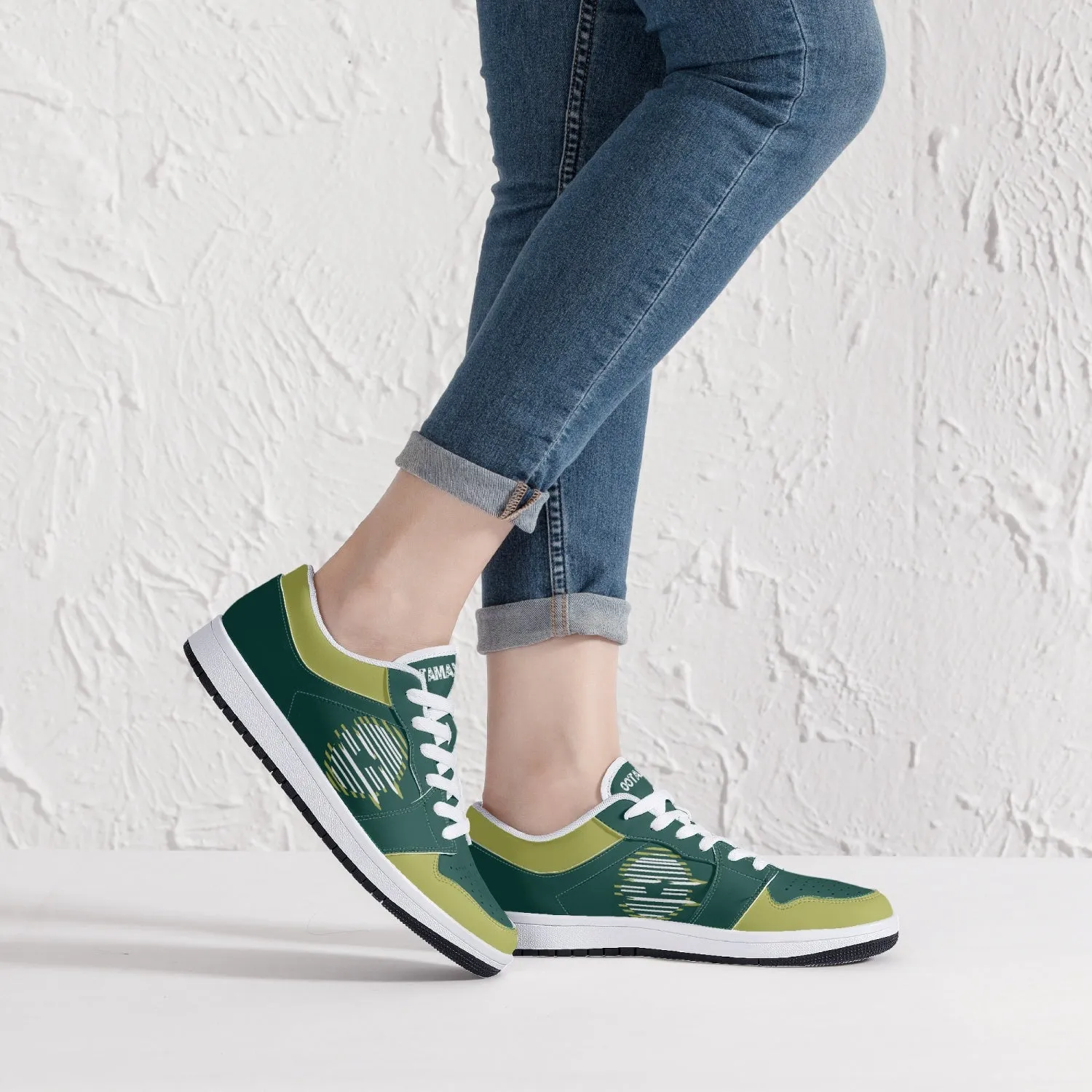 Low-Top Leather Sneakers Olive color