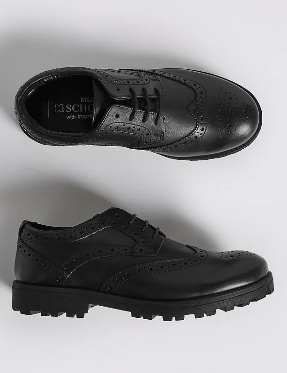 M&S Leather Brogue Boys School Shoes