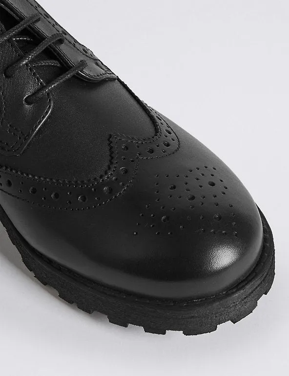 M&S Leather Brogue Boys School Shoes