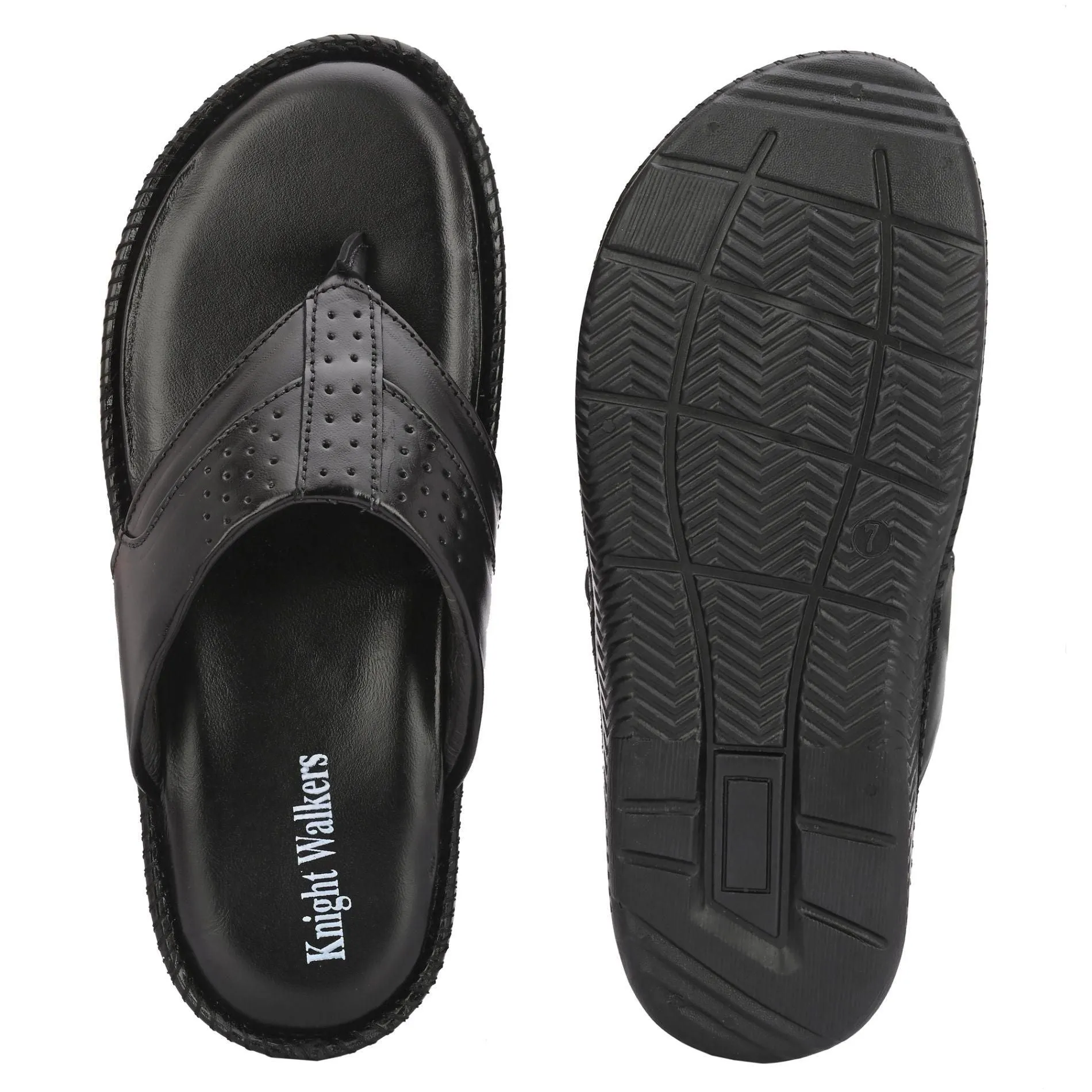 Men's Black Leather Slippers