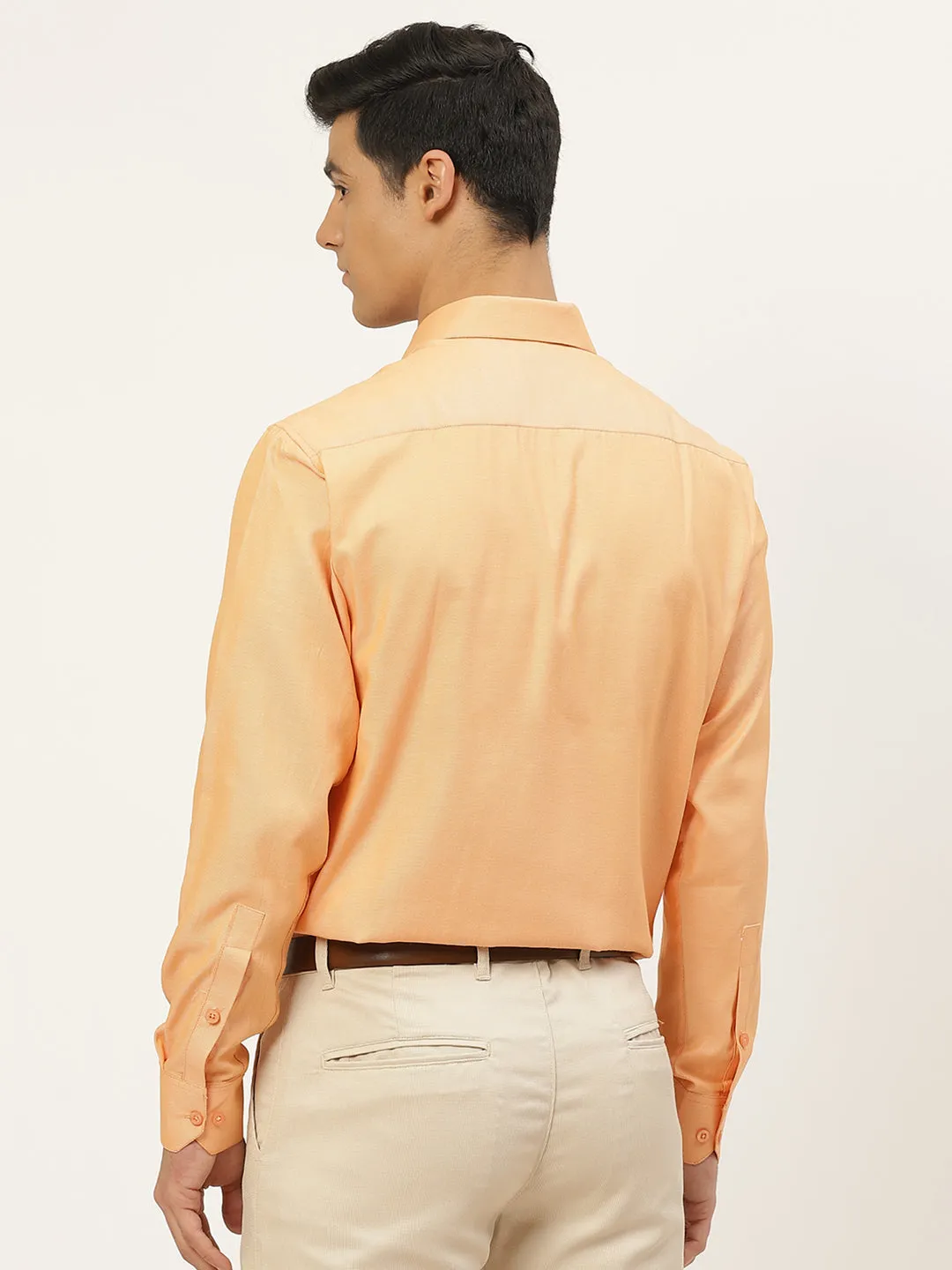 Men's Cotton Coral Self Design Classic Formal Shirt - Sojanya