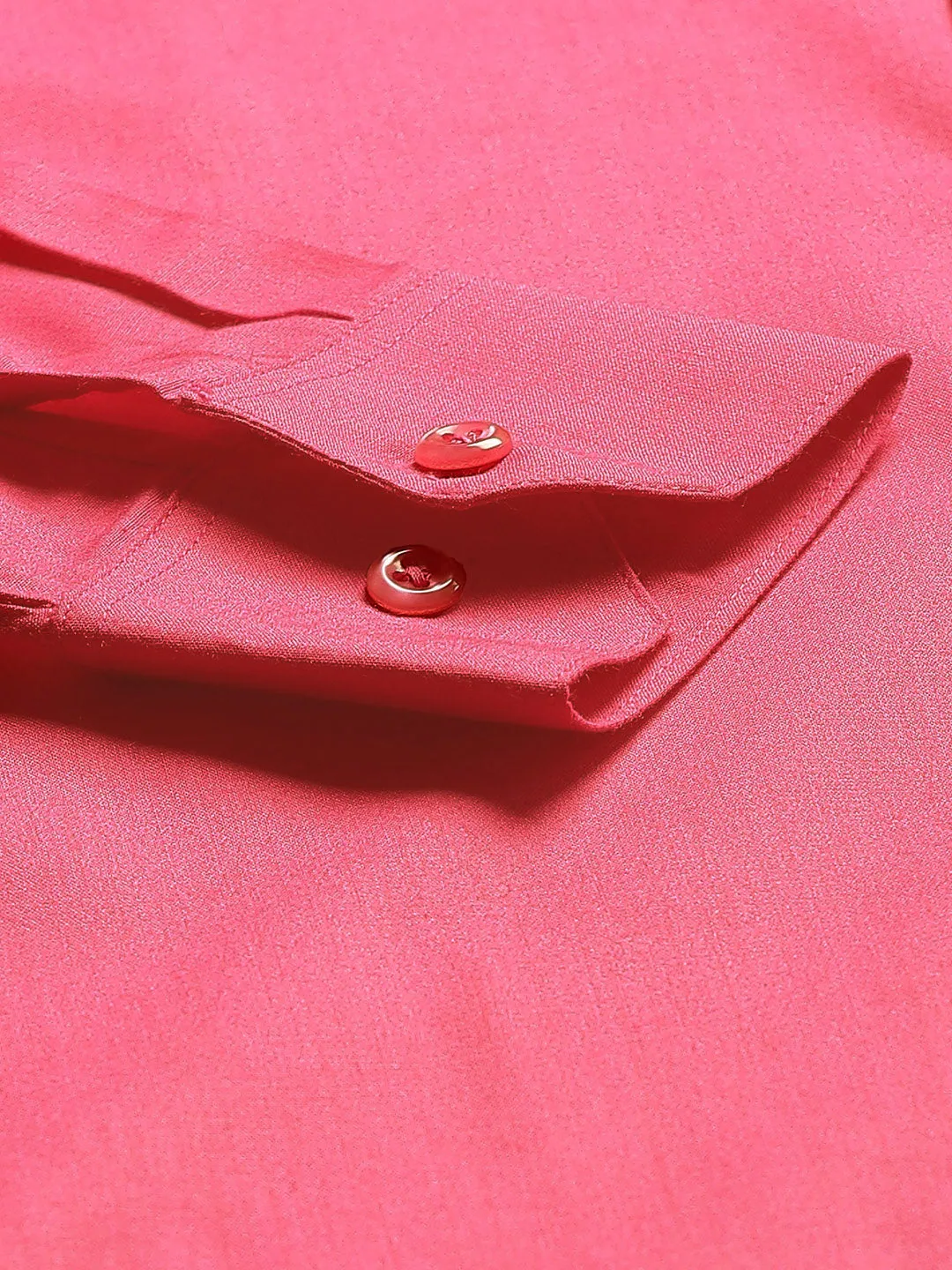 Men's Cotton Dark Pink Classic Formal Shirt - Sojanya