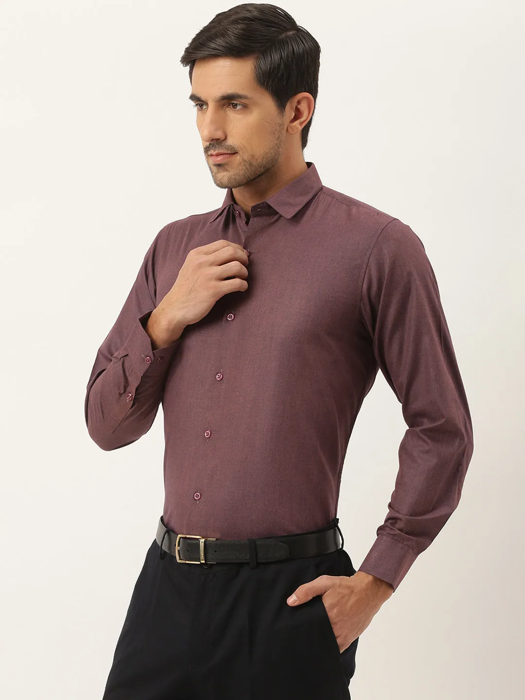 Men's Cotton Wine Classic Formal Shirt - Sojanya