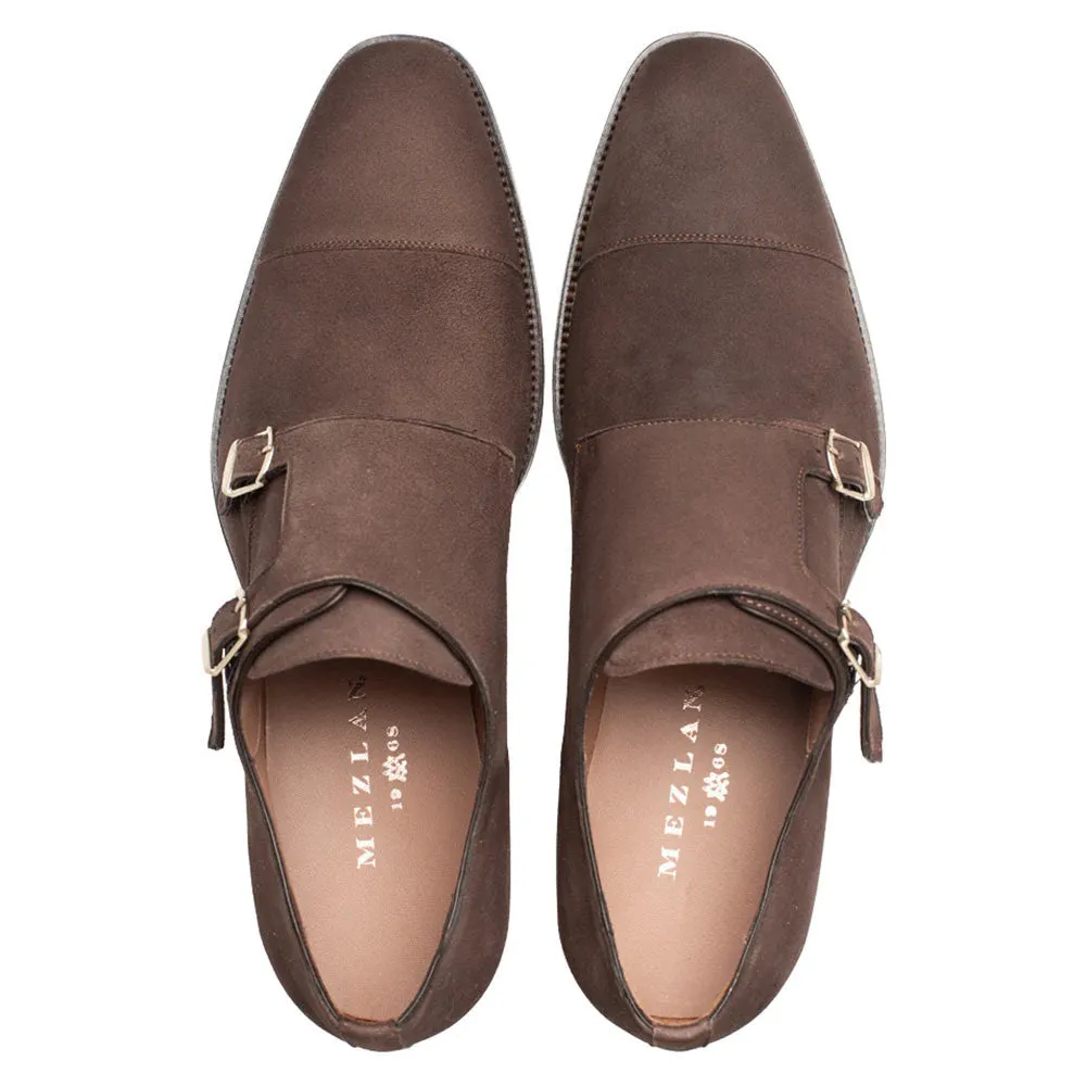 Mezlan Actore II Chestnut Suede Double Monk Strap Shoes