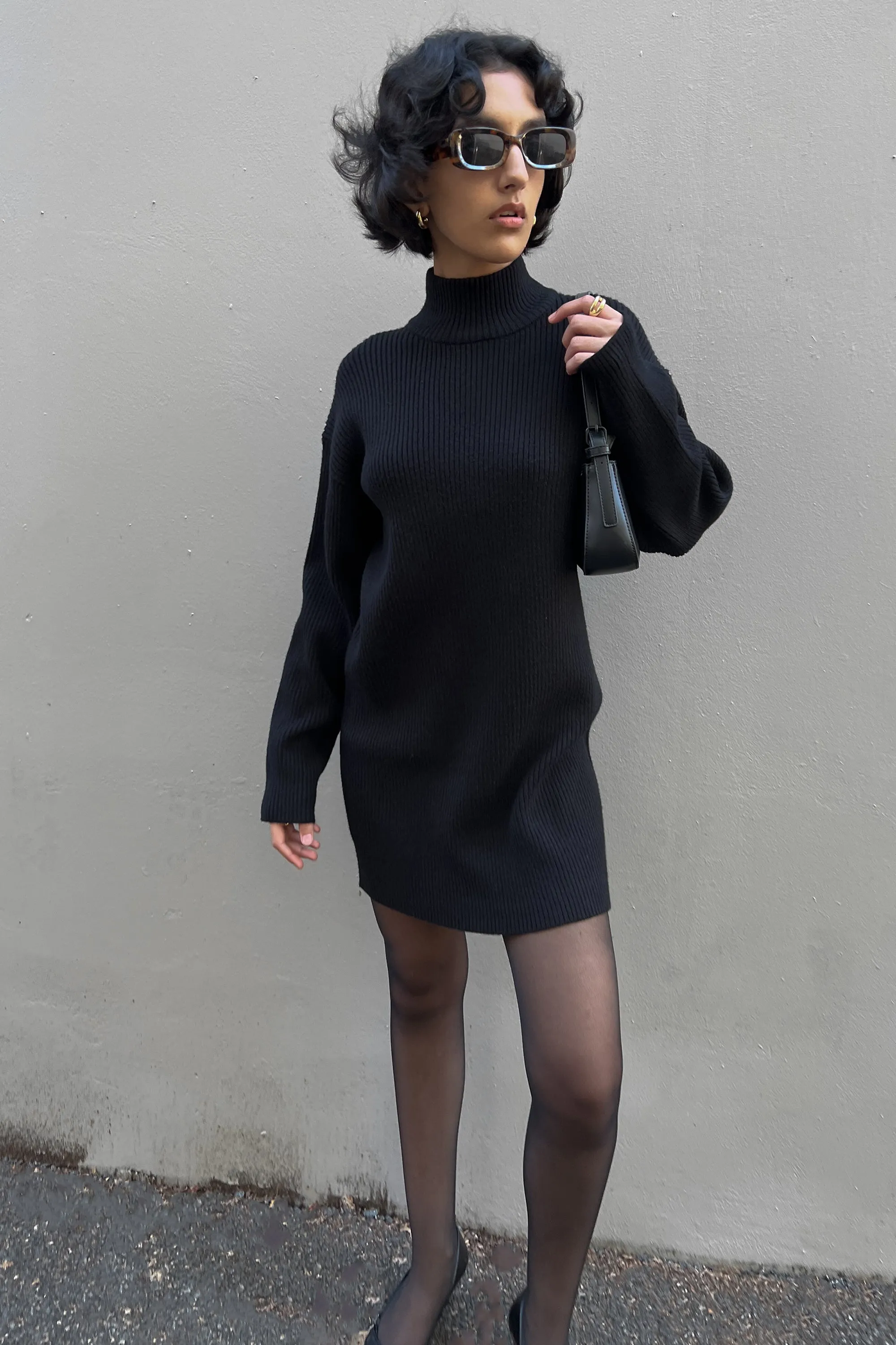 MINI TURTLENECK SWEATER DRESS