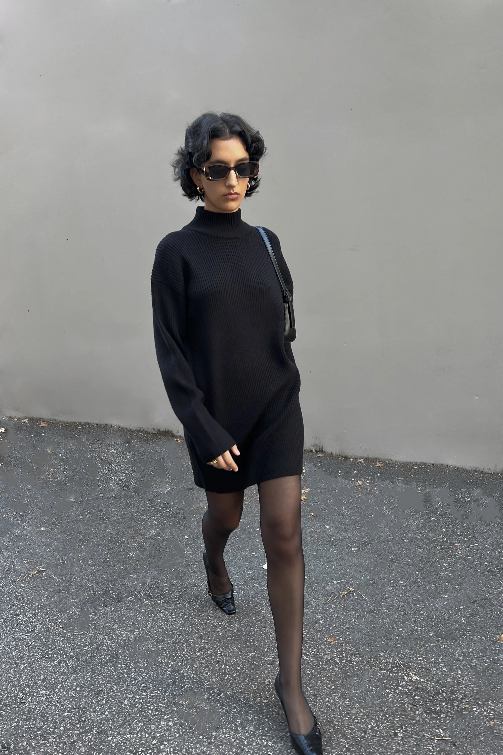 MINI TURTLENECK SWEATER DRESS