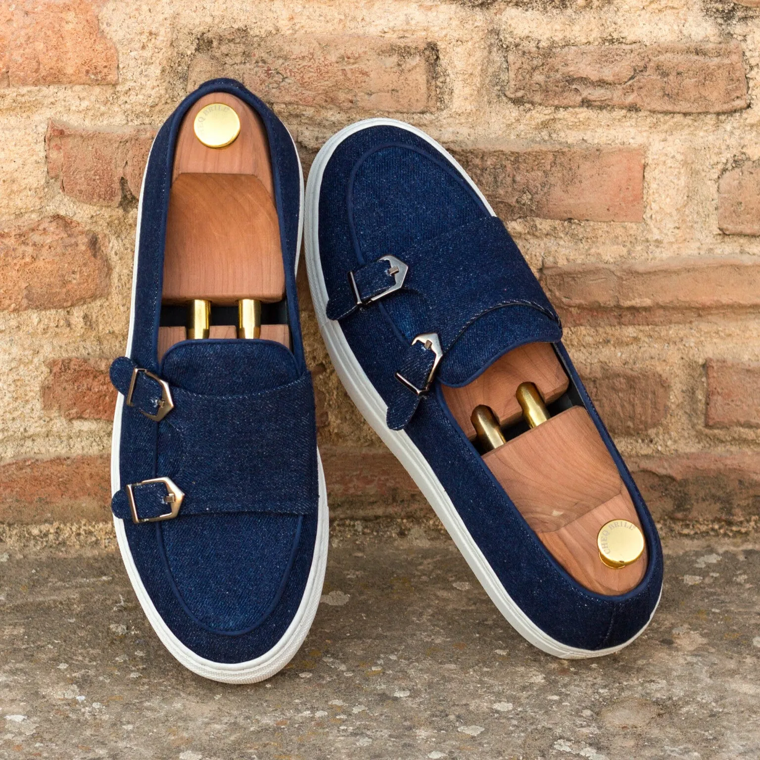 Navy Denim Double Monk Sneakers