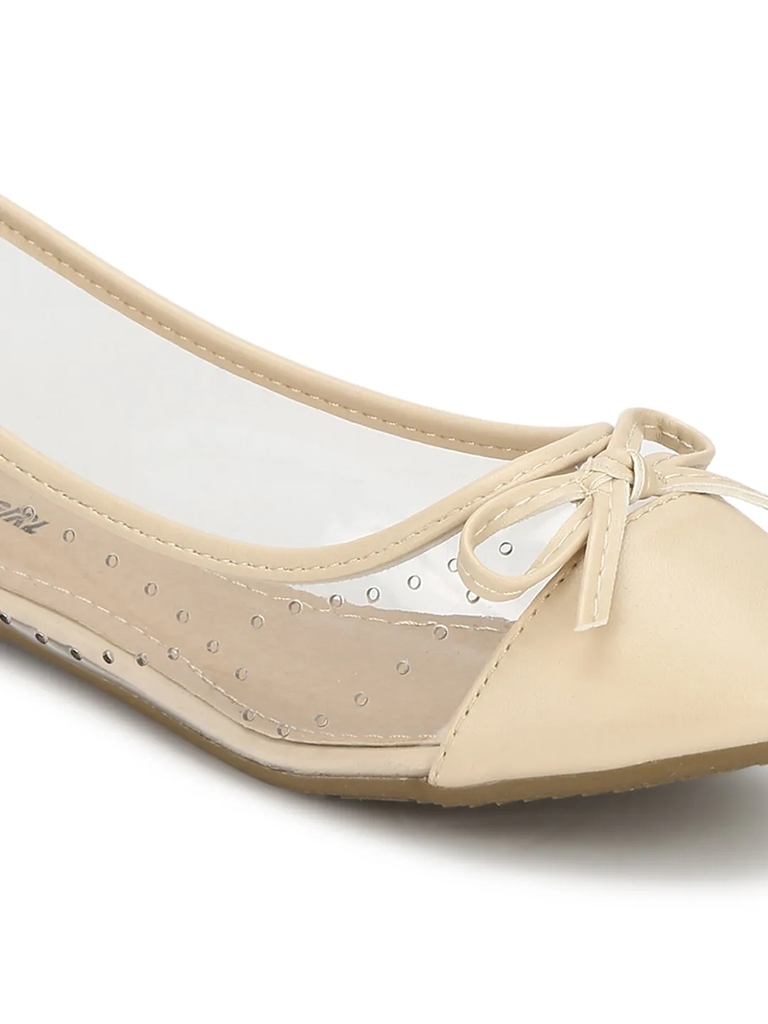 Nude PU Perspex Clear Belly Flats