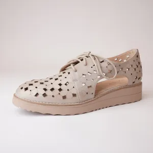 Otay Cafe Leather/ Cafe Sole Lace Up Flats