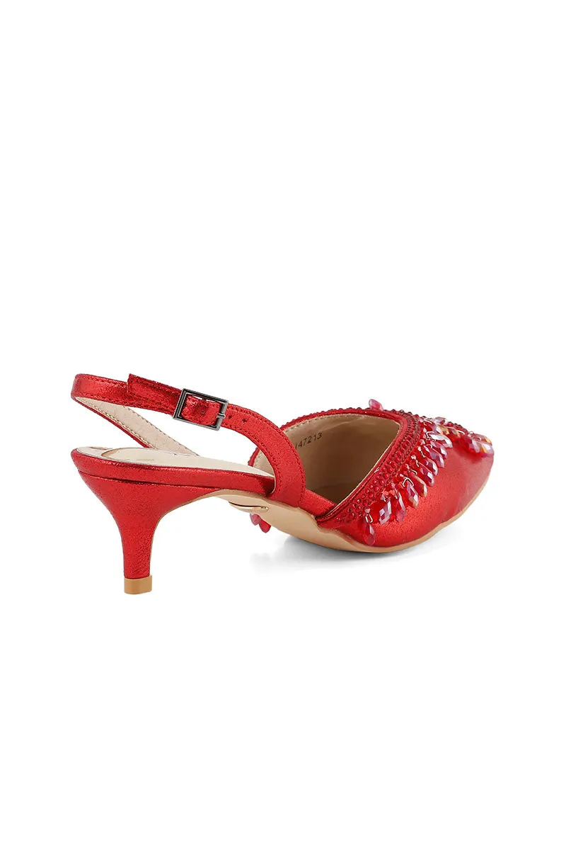 Party Wear Sling Back I47213-Red