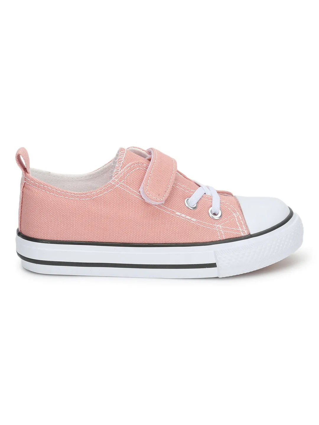 Pink Canvas Stylish Velcro Sneakers For Kids-Unisex (TC-VKCAN3-PNK)