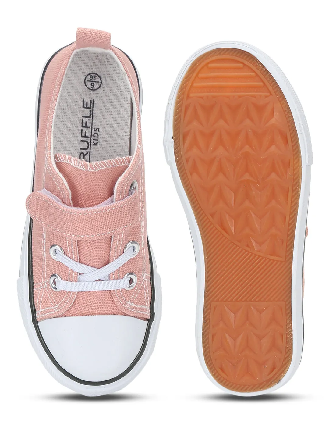 Pink Canvas Stylish Velcro Sneakers For Kids-Unisex (TC-VKCAN3-PNK)