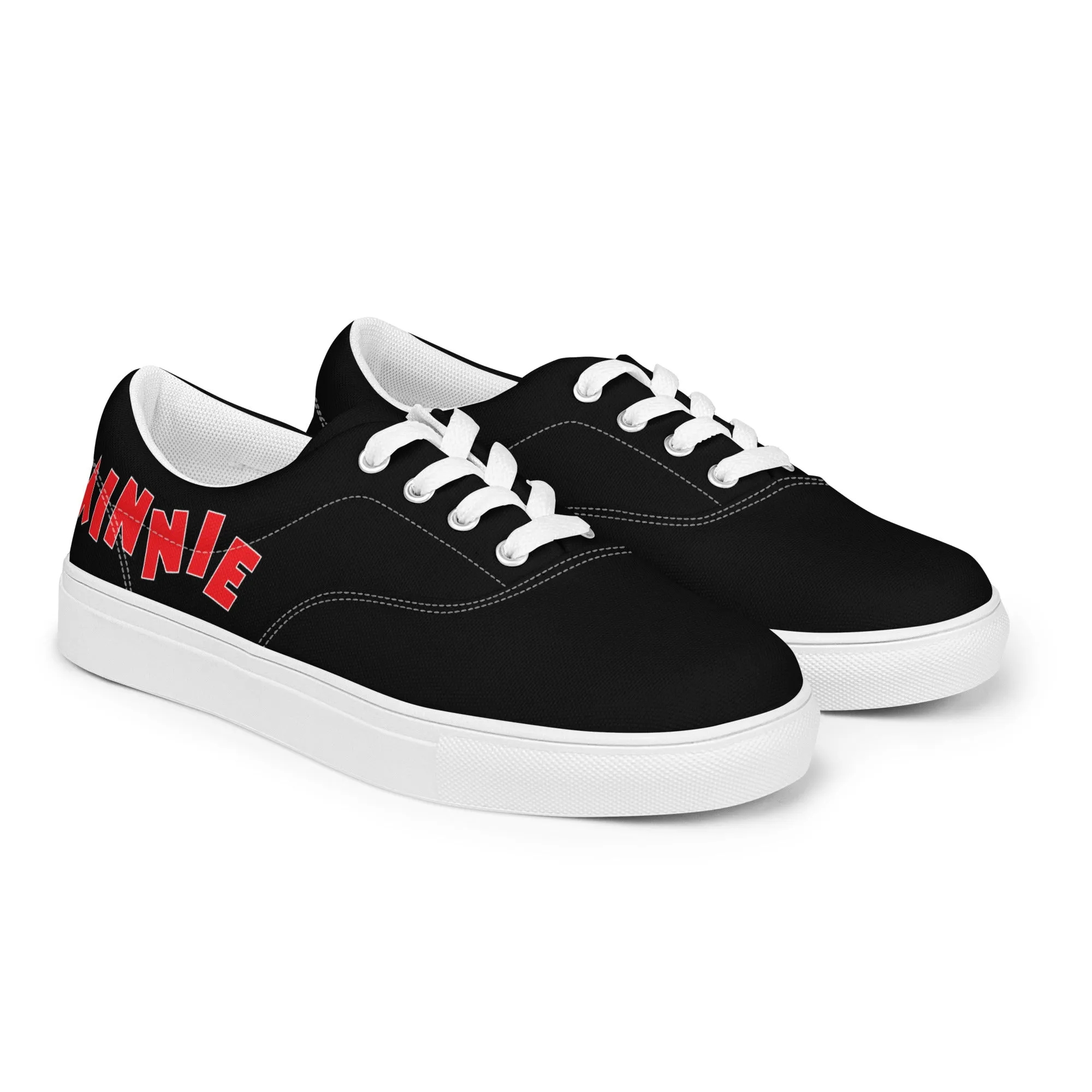 "Minnie" Women’s Lace-up Canvas Shoes in Black