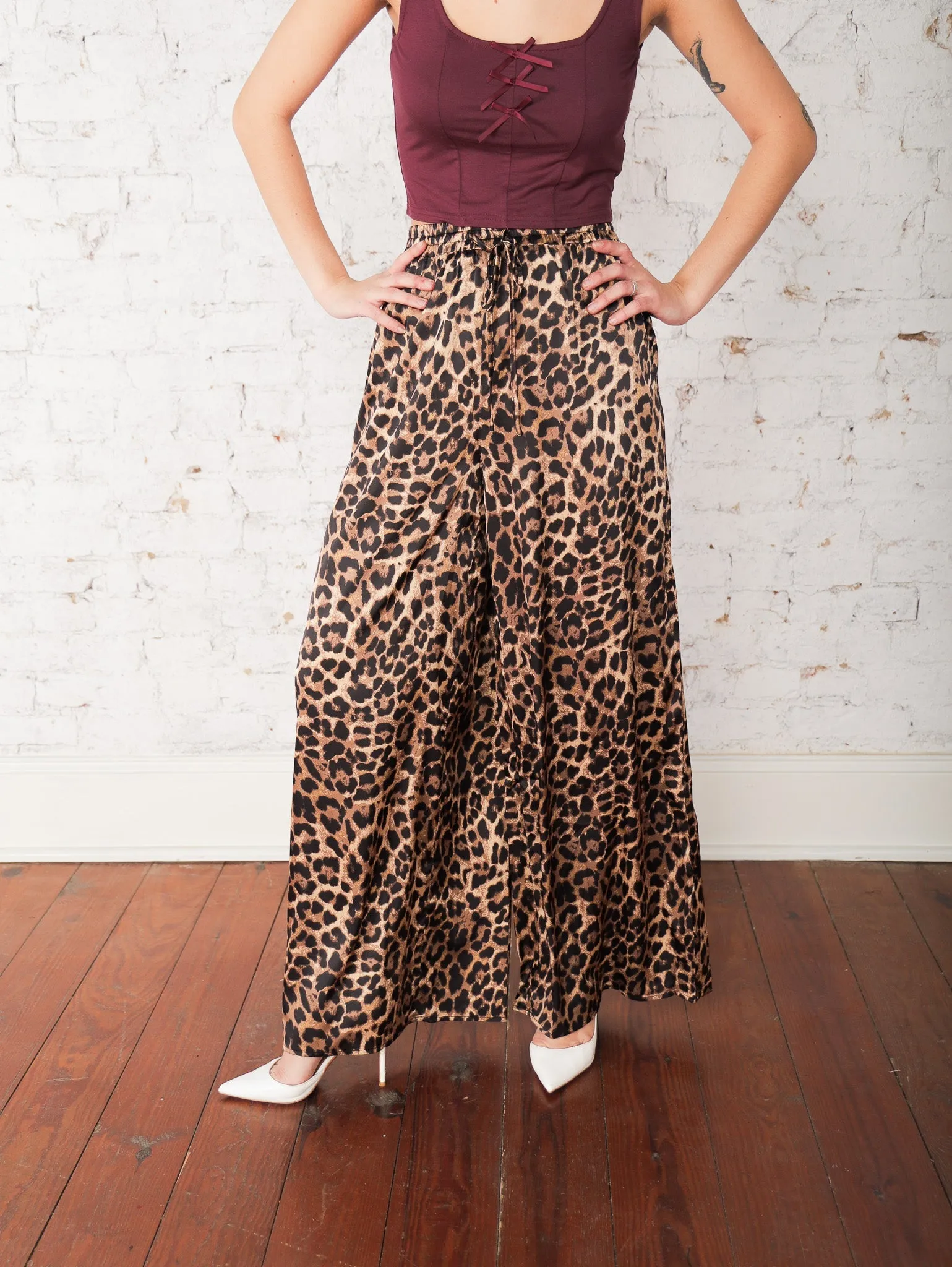 Risa Leopard Satin Pants