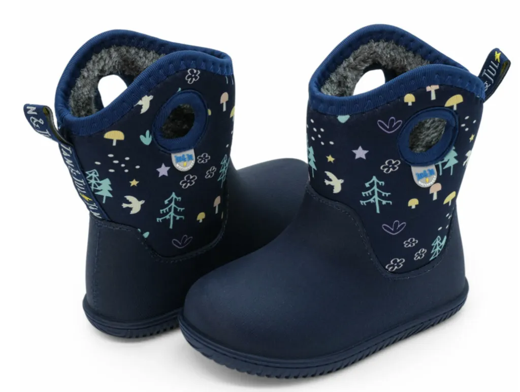 Size 2Y: Jan & Jul NAVY FOREST Birch Toasty-Dry Lite Winter Rain Boots NEW