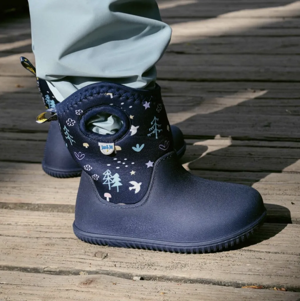 Size 2Y: Jan & Jul NAVY FOREST Birch Toasty-Dry Lite Winter Rain Boots NEW