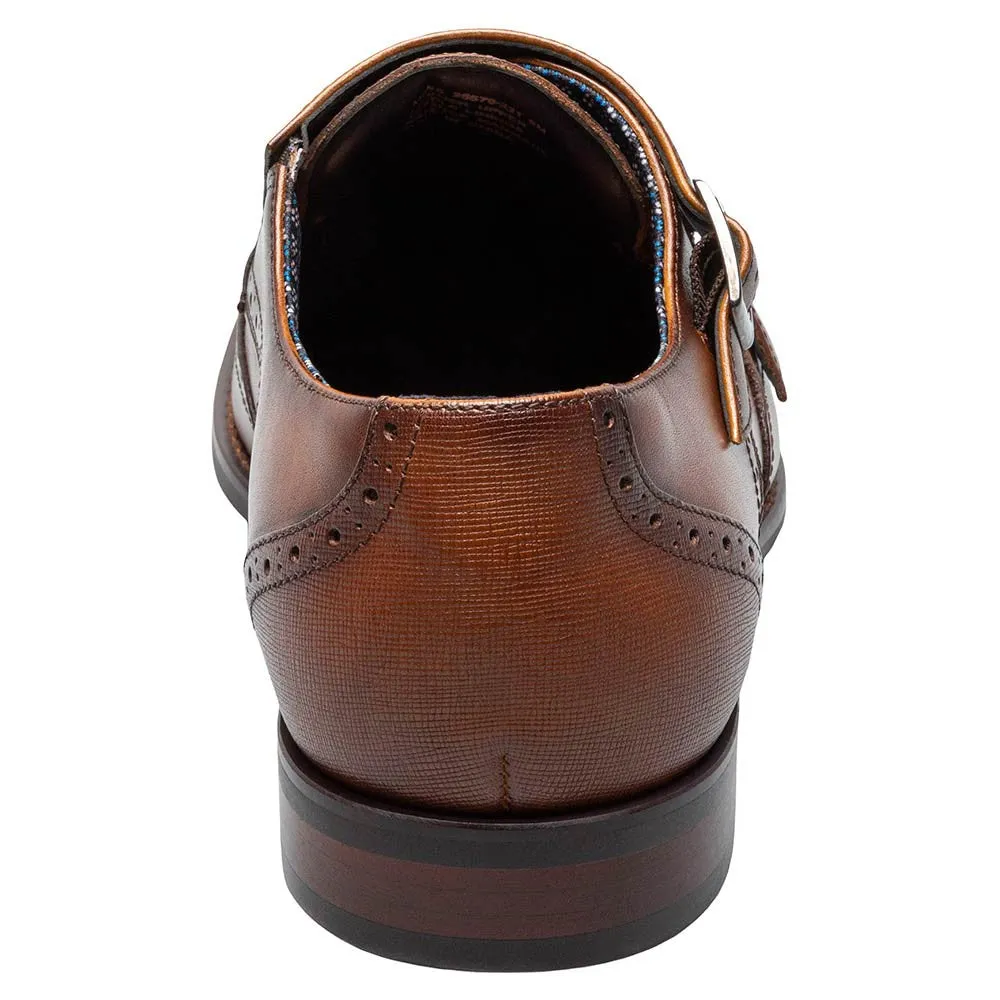 Stacy Adams Karson Cognac Wingtip Double Monk Strap Shoes