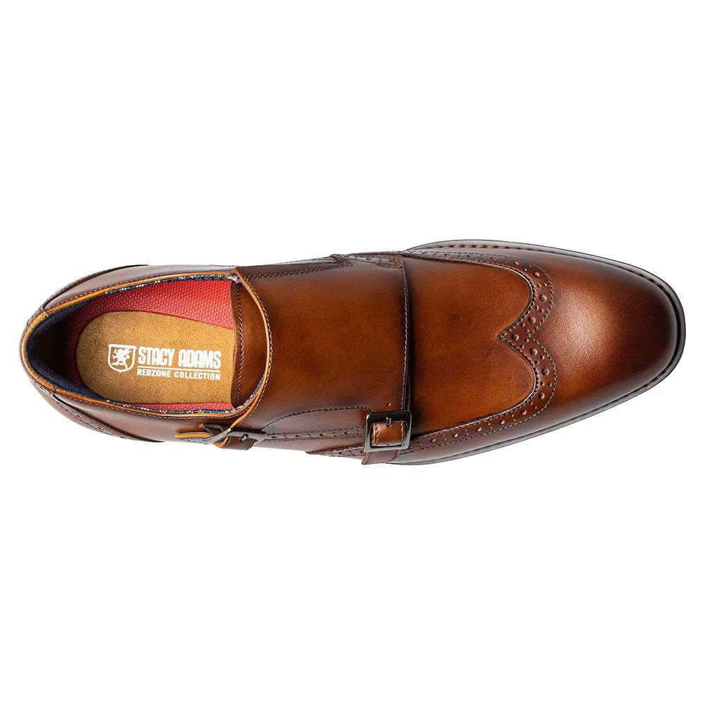 Stacy Adams Karson Cognac Wingtip Double Monk Strap Shoes