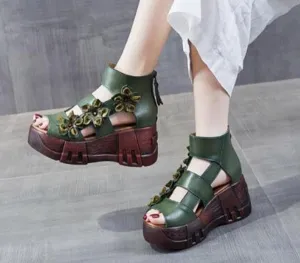 Stylish Floral Wedge Sandals