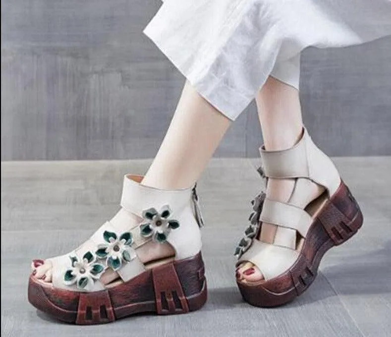 Stylish Floral Wedge Sandals