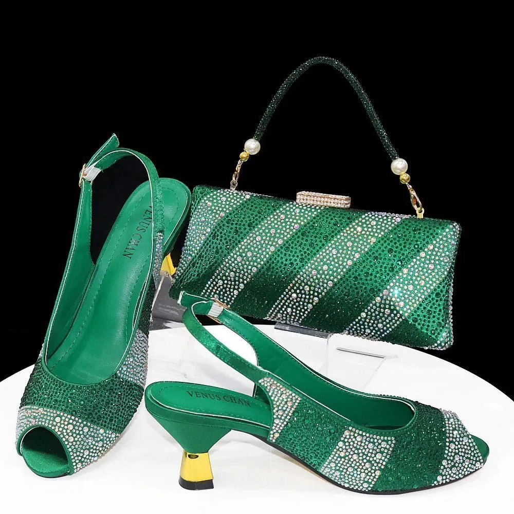 Stylish Soiree: Italian Shoes & Bag Set for Wedding Parties