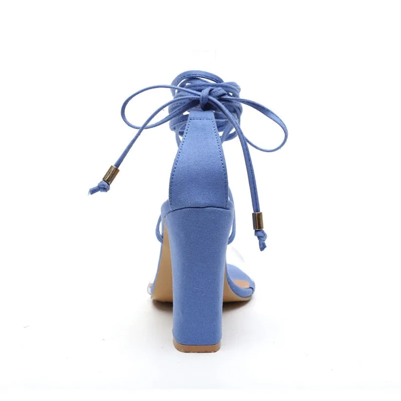 Summer Stylish Women's Lace-up Leather Hight-heeled Sandals